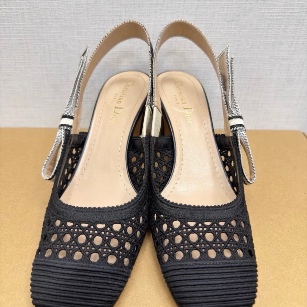 Dior Black and Beige Women's Slingback Heels